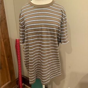 NWT Men's Madewell Brownish/Yellowish and White Striped T-Shirt